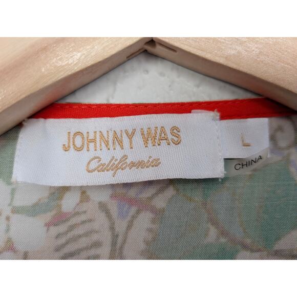 Johnny Was Boho Short Kimono Coverup Floral Pattern Embroidered Size L Large - Picture 6 of 9